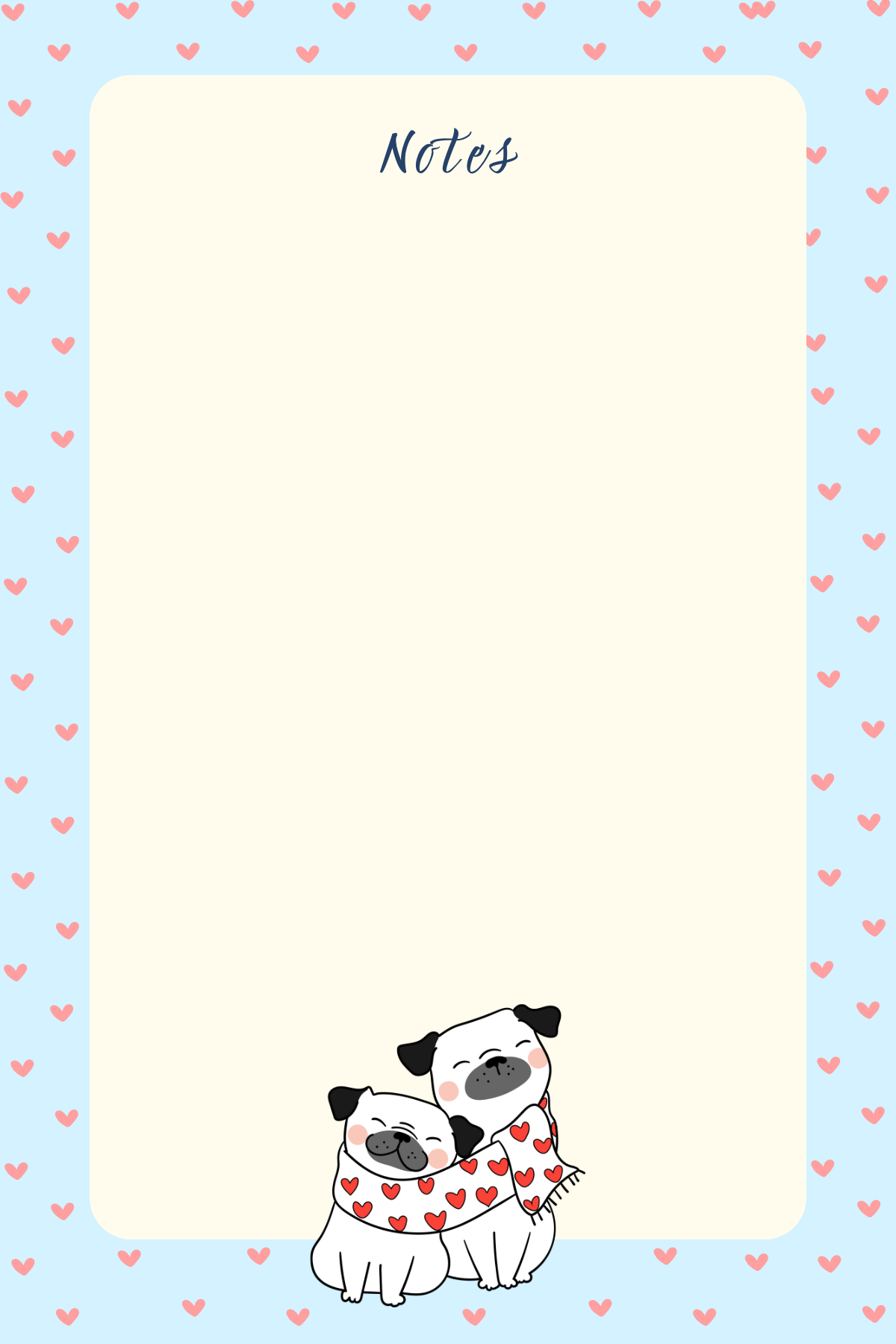 4 x 6 Inch Pugs in Love Notepad