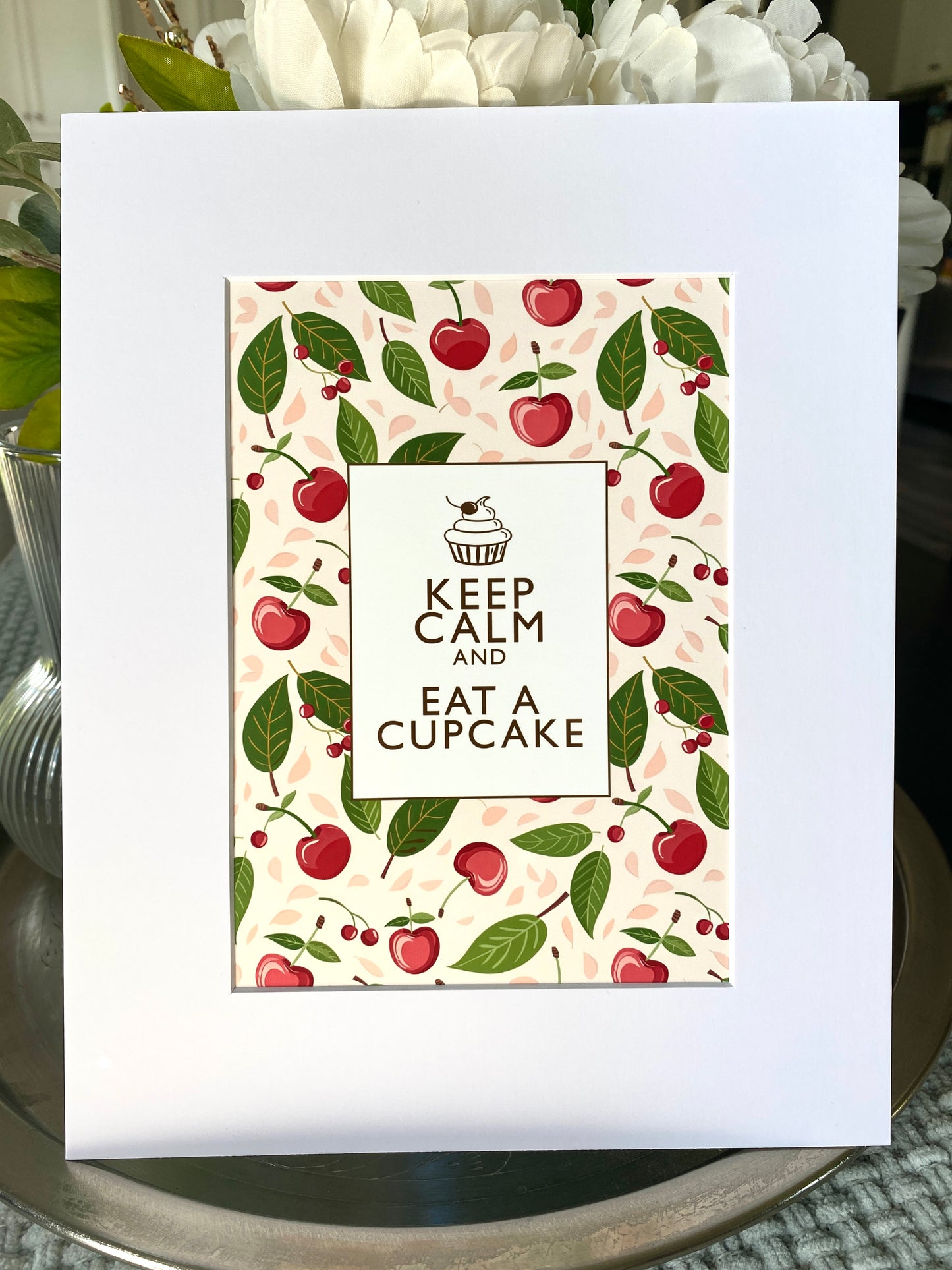 Cherries - Keep Calm and Eat a Cupcake Art Print