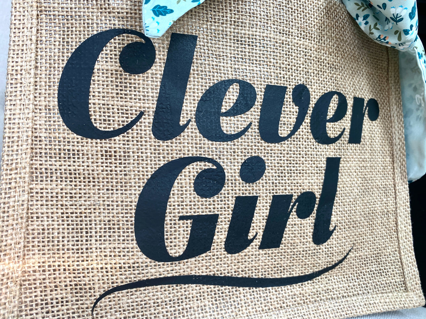 Burlap Tote - Clever Girl