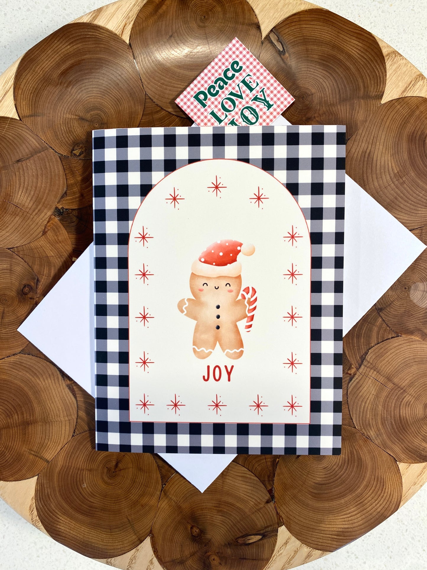 Gingerbread Black Gingham Holiday Card