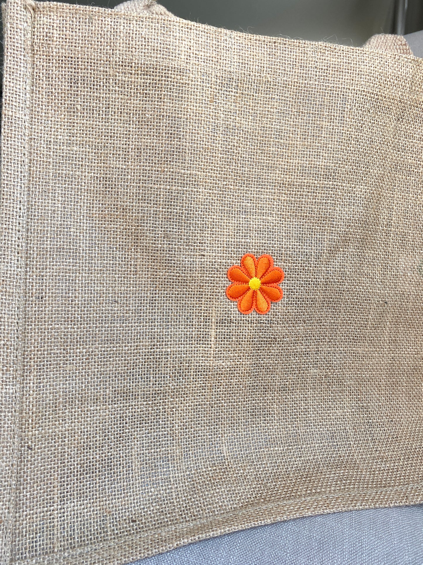 Vintage Orange Stripe Burlap Bag