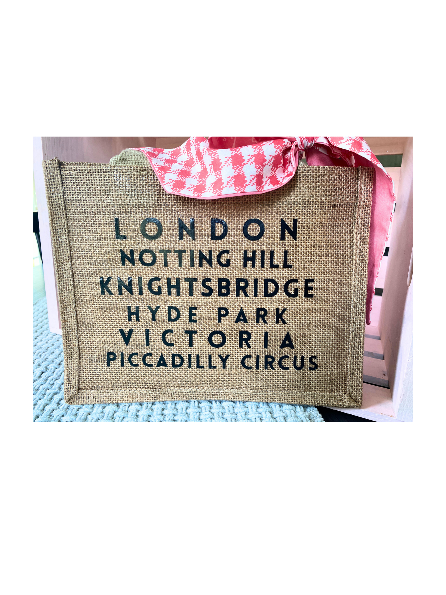 Burlap Tote - London Baby