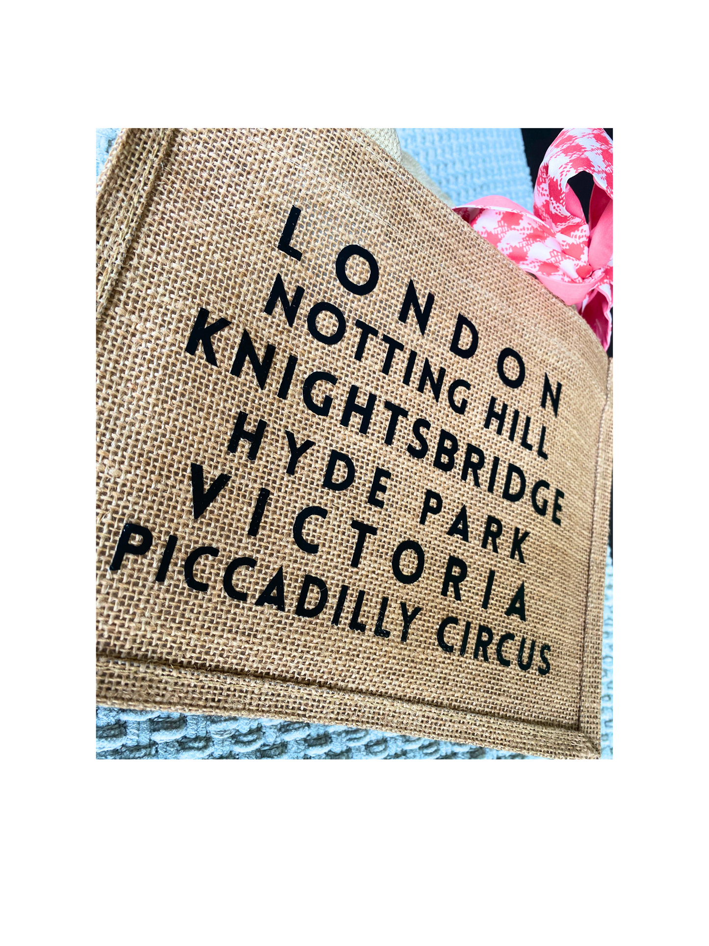 Burlap Tote - London Baby