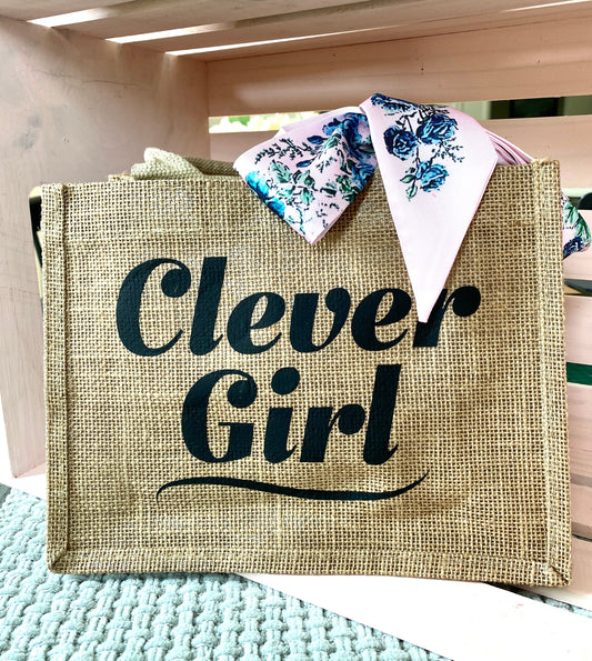 Burlap Tote - Clever Girl