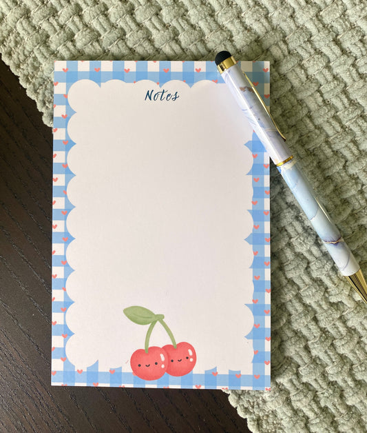 4 x 6 Inch Gingham Cherries Notepad
