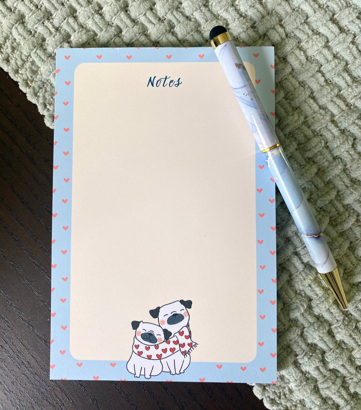 4 x 6 Inch Pugs in Love Notepad