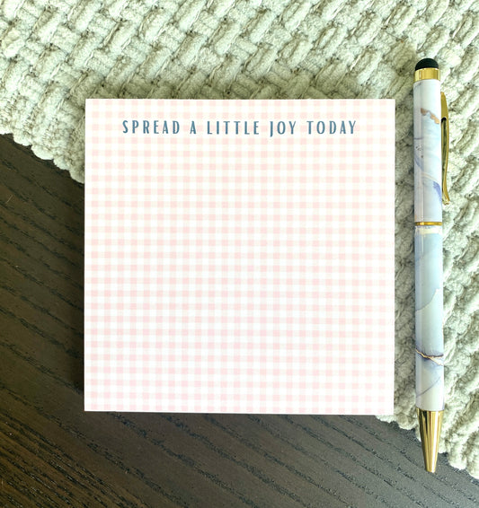 4 x 4 Inches Pink Gingham Check Notepad