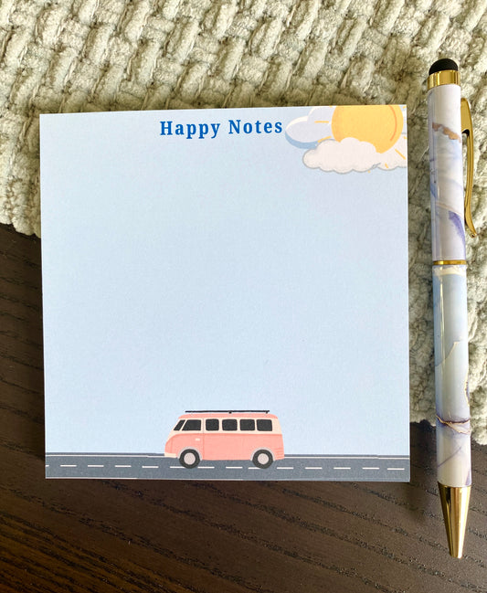 4 x 4 Inches Happy Notes VW Van Notepad
