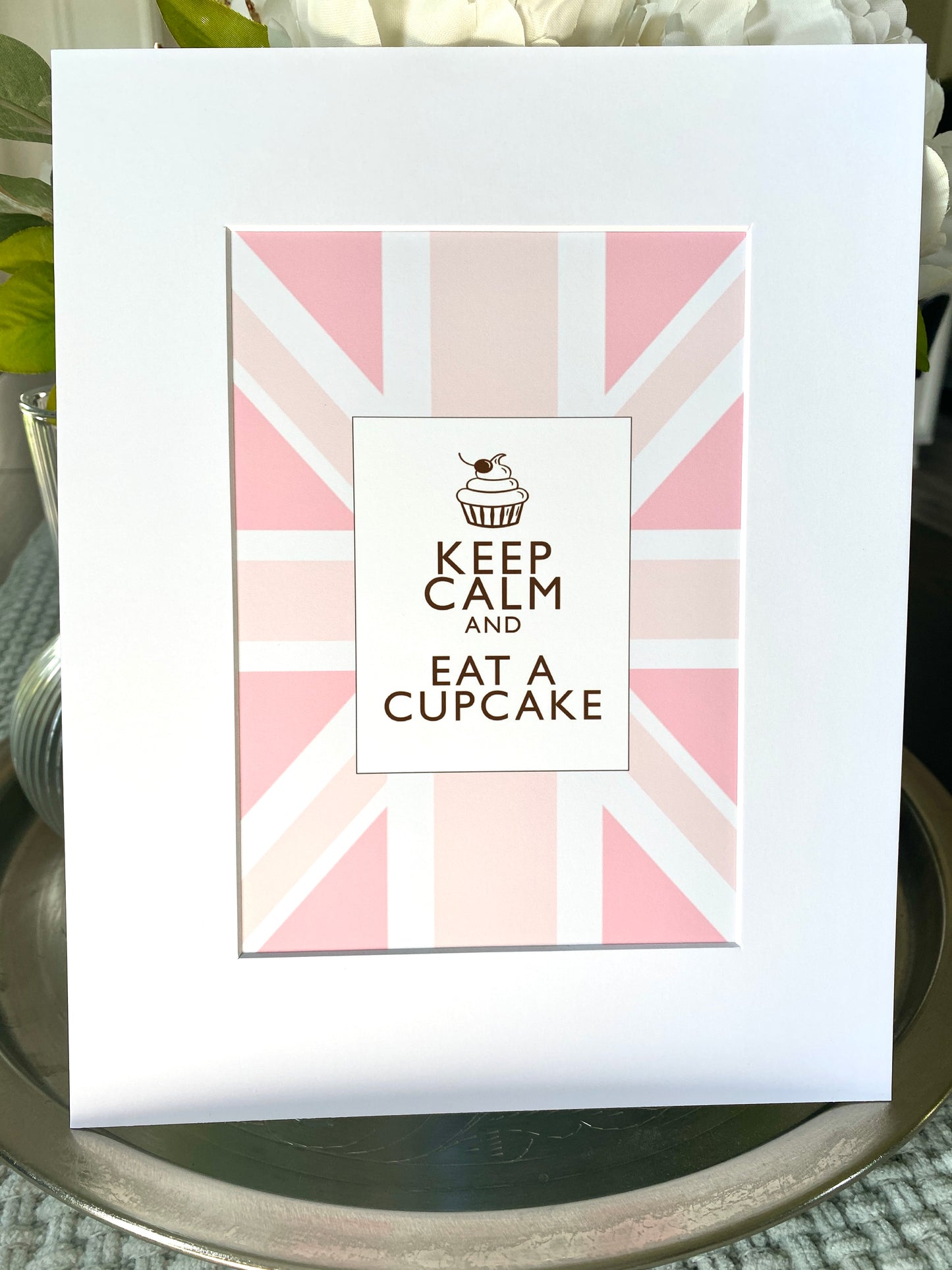 Keep Calm and Eat a Cupcake Pink Union Jack Art Print