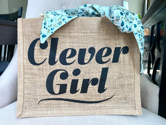 Burlap Tote - Clever Girl