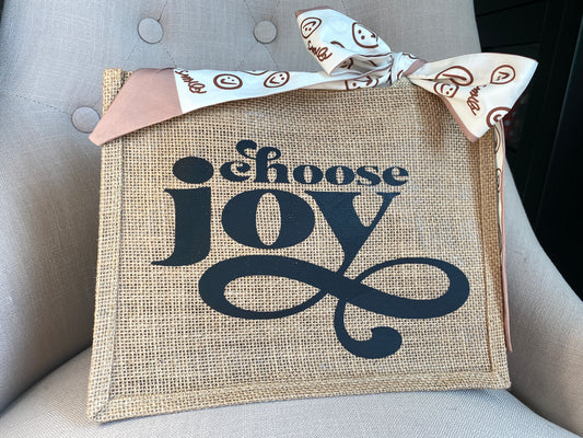 Choose Joy Burlap Tote