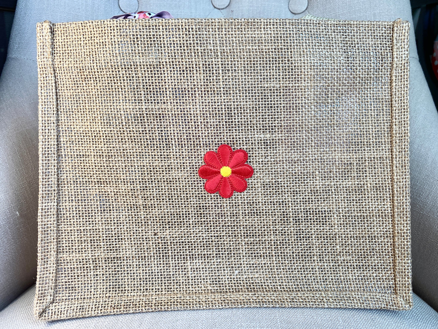 Peace, Love and Joy Burlap Tote