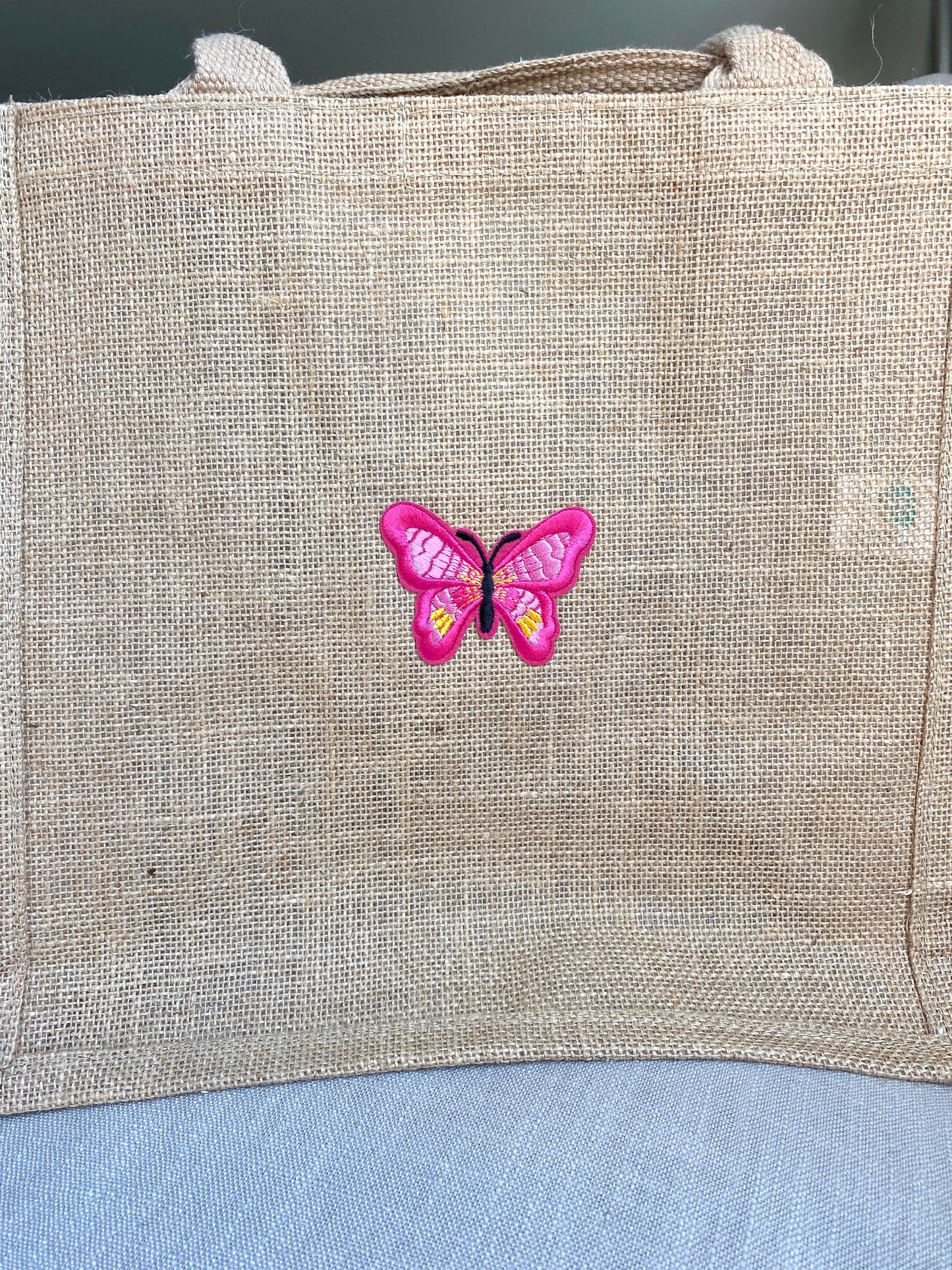 Joy Floral Burlap and Canvas Bag
