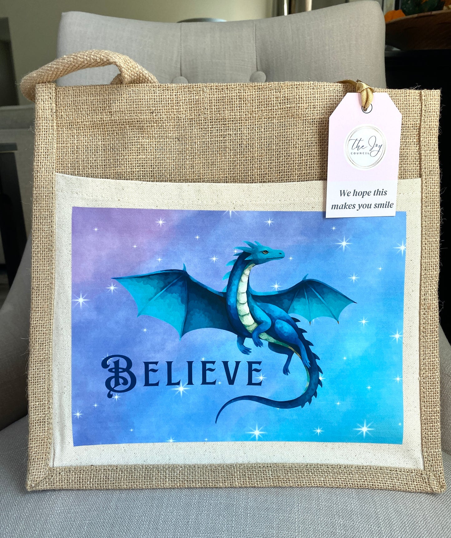 Magic Dragon Burlap Bag