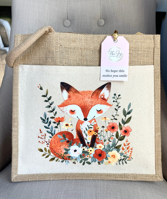 Clever Fox Burlap Bag