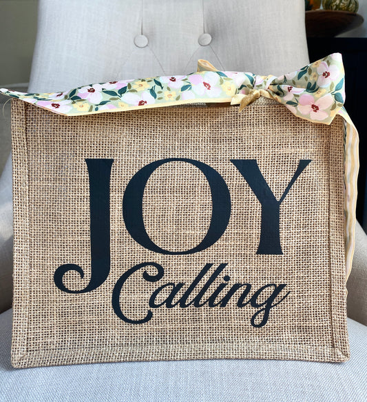 Joy Calling Burlap Tote with Scarf