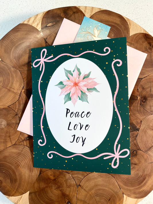 Poinsettia and Ribbons Greeting Card