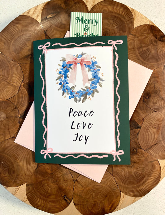 Christmas Wreath and Ribbons Greeting Card