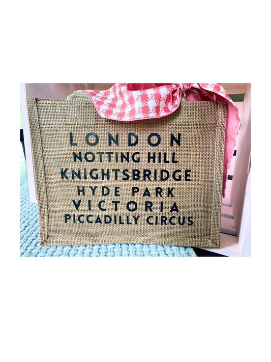 Burlap Tote - London Baby
