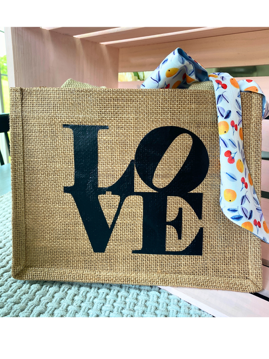 Burlap Tote - Love