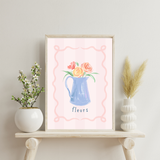 Fleurs (flowers) in Vase Art Print